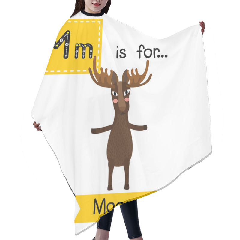 Personality  Letter M Tracing. Moose Standing On Two Legs. Hair Cutting Cape