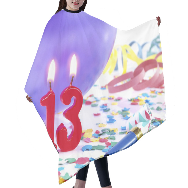 Personality  Birthday Candles Showing Nr. 13 Hair Cutting Cape