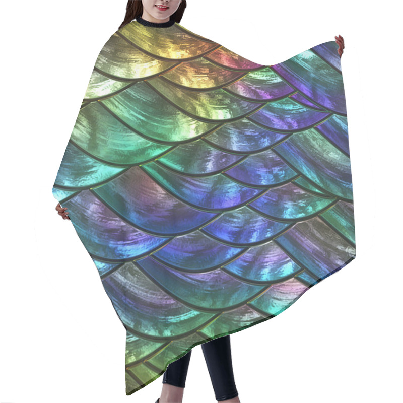 Personality  Scales Fish Pattern Seamless Texture On Bright Background, Stained Glass Texture, 3d Illustration Hair Cutting Cape