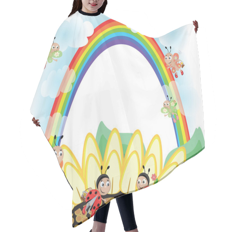 Personality  Flower And Rainbow Hair Cutting Cape