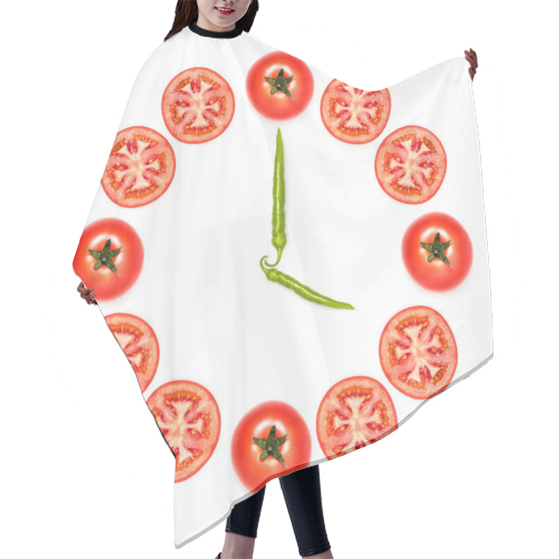 Personality  Clock Made Of Tomatoes And Peppers Hair Cutting Cape