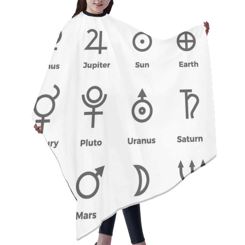 Personality  Solar System Planets Icons Set  Symbols  Hair Cutting Cape