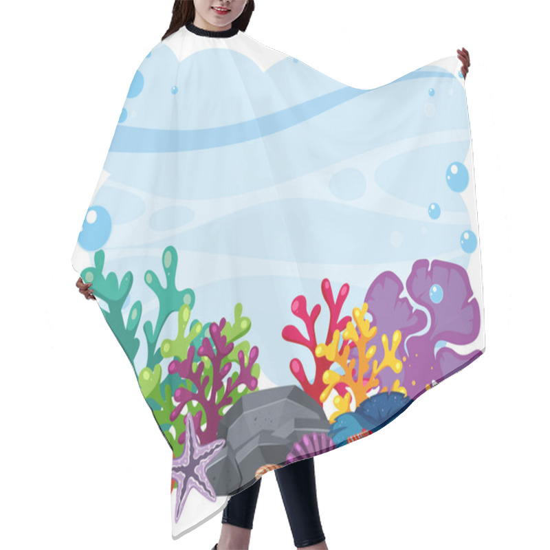 Personality  Vibrant Sea Life With Corals And Shells Hair Cutting Cape