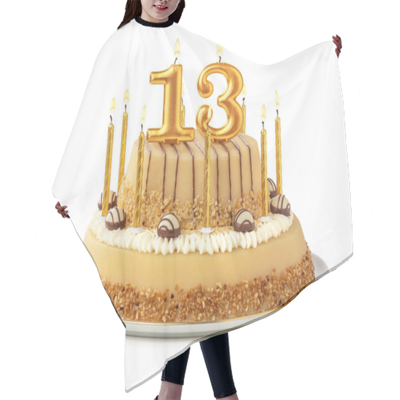 Personality  Festive Cake With Golden Candles - Number 13 Hair Cutting Cape