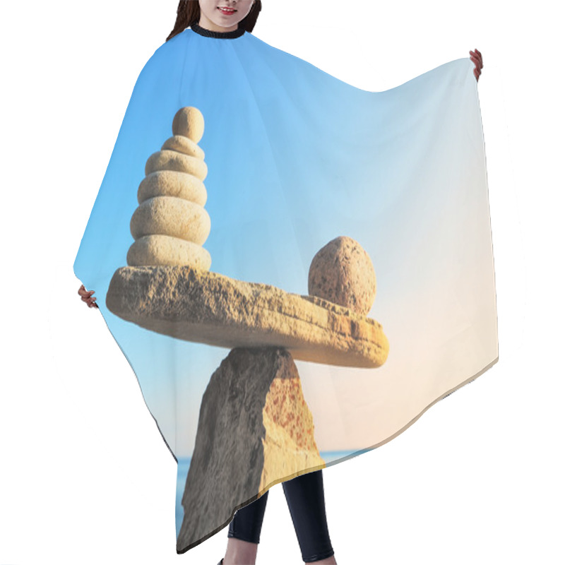 Personality  Zen Balance Of Stones  Hair Cutting Cape