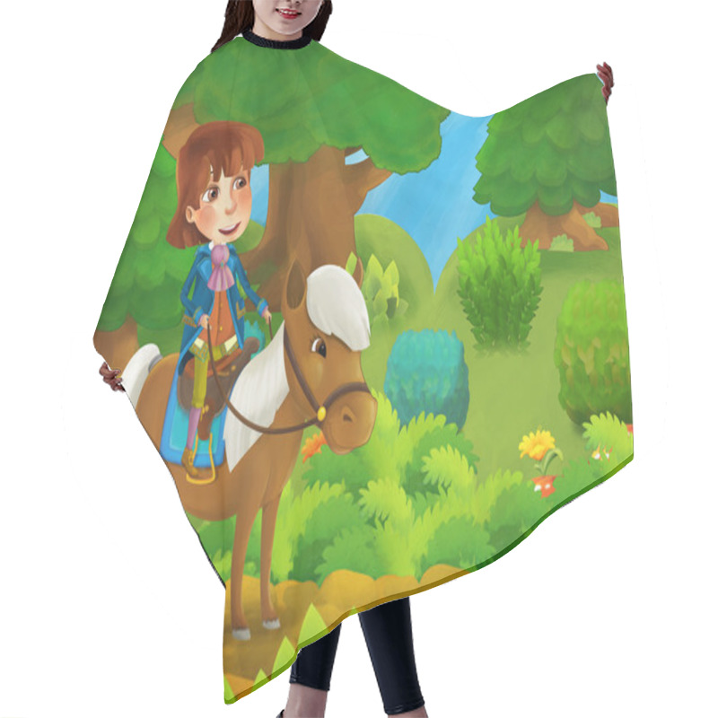 Personality  Cartoon Forest Scene With Prince And His Horse Hair Cutting Cape