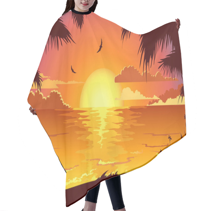 Personality  Sunset On The Beach Hair Cutting Cape