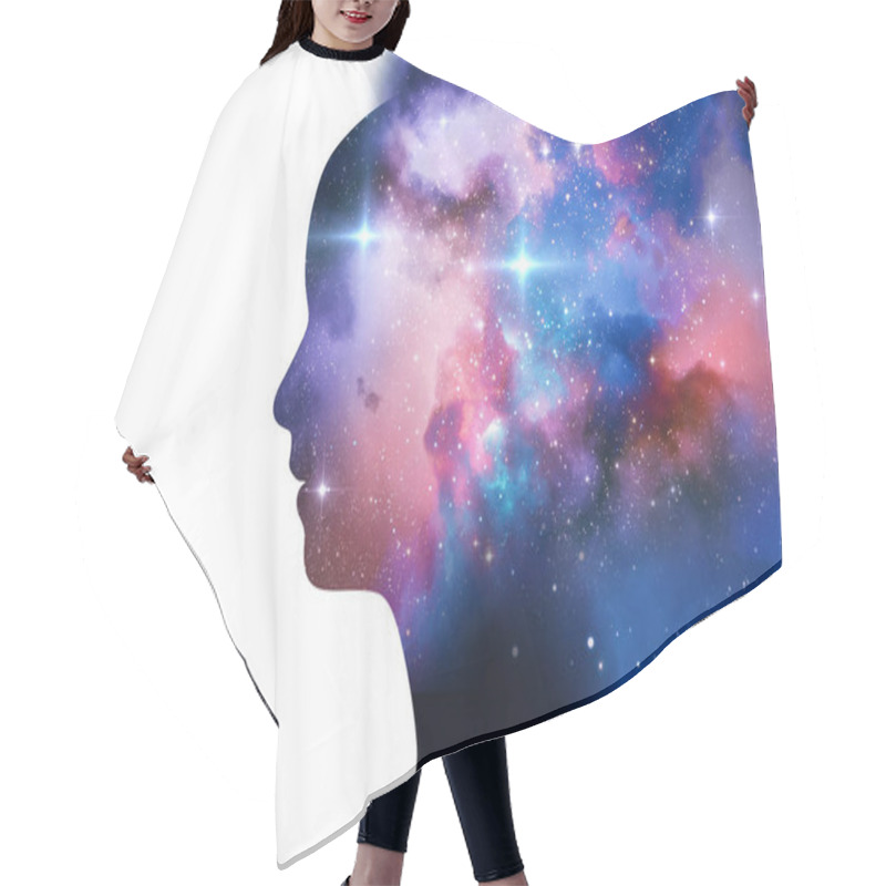 Personality  Silhouette Of Virtual Human With Aura Chakras On Space Nebula 3d Hair Cutting Cape