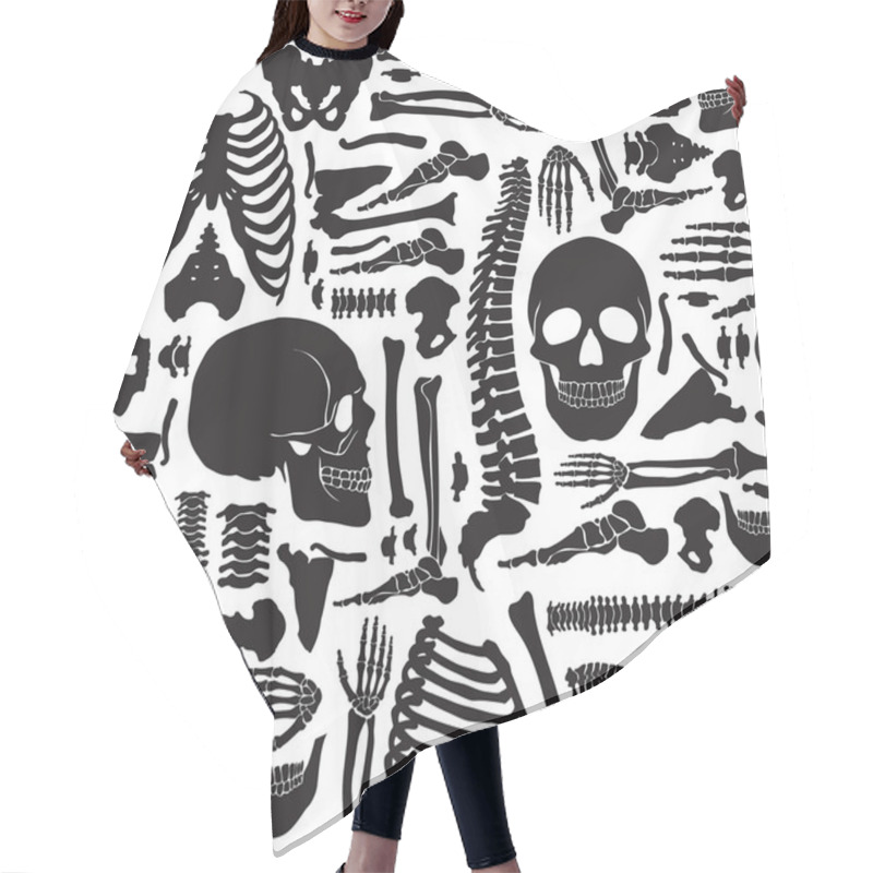 Personality  Human Bones Skeleton Pattern Hair Cutting Cape