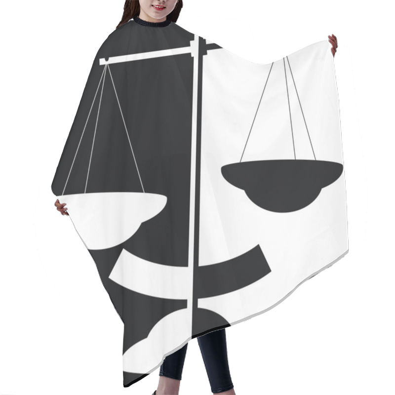 Personality  Black And White Silhouette Of Balance Scale Hair Cutting Cape