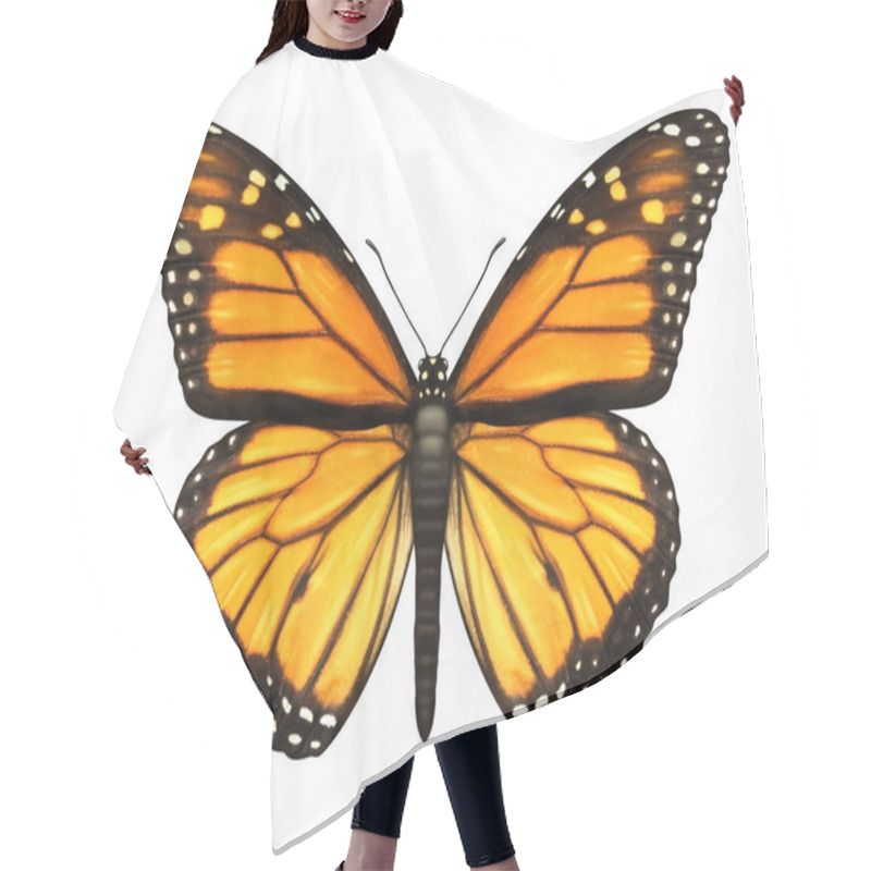 Personality  Monarch Butterfly With Open Wings In A Top View As A Flying Migratory Insect Butterflies That Represents Summer And The Beauty Of Nature. Hair Cutting Cape