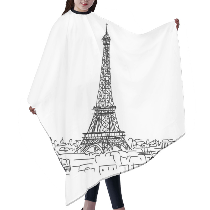 Personality  Paris,cityscape With Eifel Tower. Sketch For Your Design Hair Cutting Cape