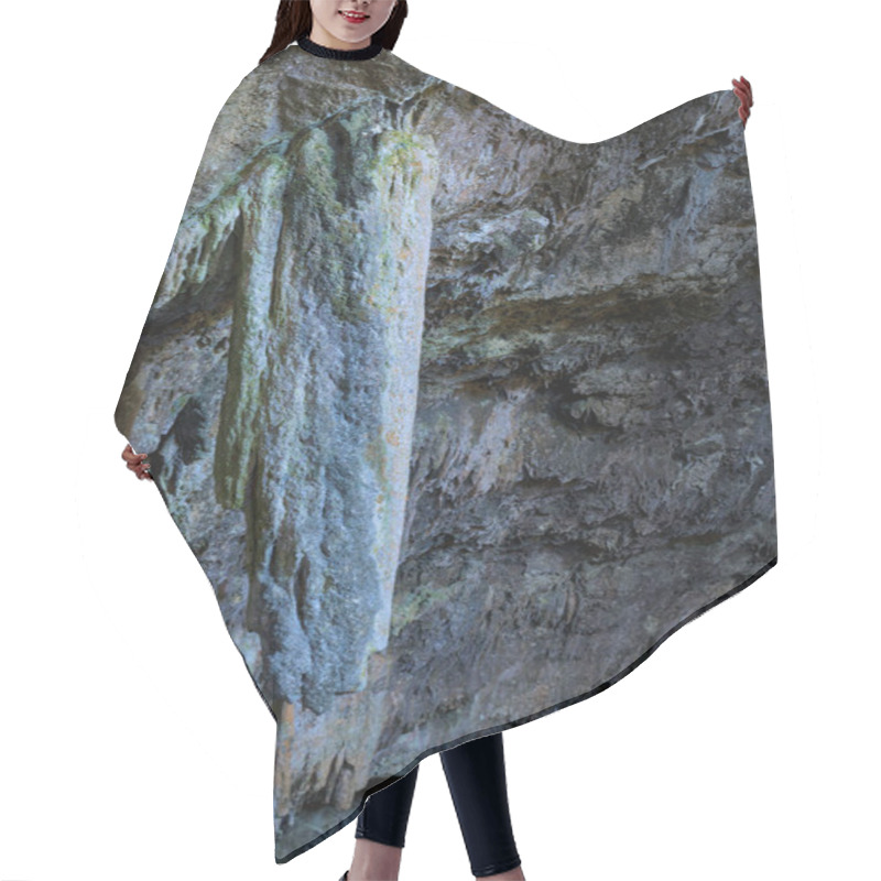 Personality  The Image Showcases A Rugged Cave Interior With Stalactites And Stalagmites, Featuring Natural Rock Formations With Moss And Mineral Deposits.  Hair Cutting Cape