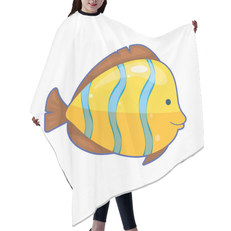 Personality  Vector Illustration Of Stripped Fish Hair Cutting Cape