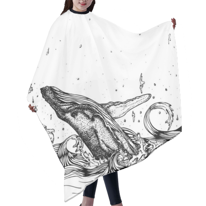 Personality  Whale Jumping Out Of The Sea Hair Cutting Cape