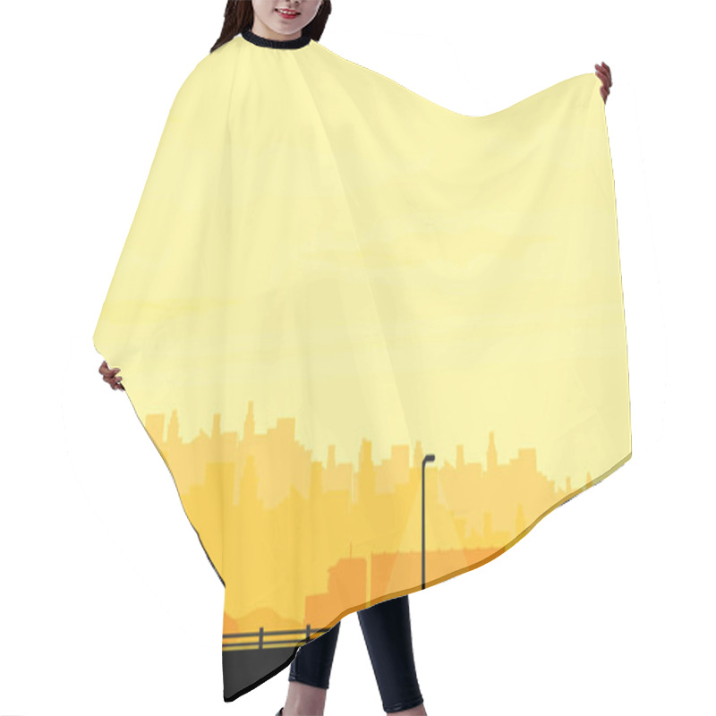 Personality  Vector Illustration Of Urban City Hair Cutting Cape