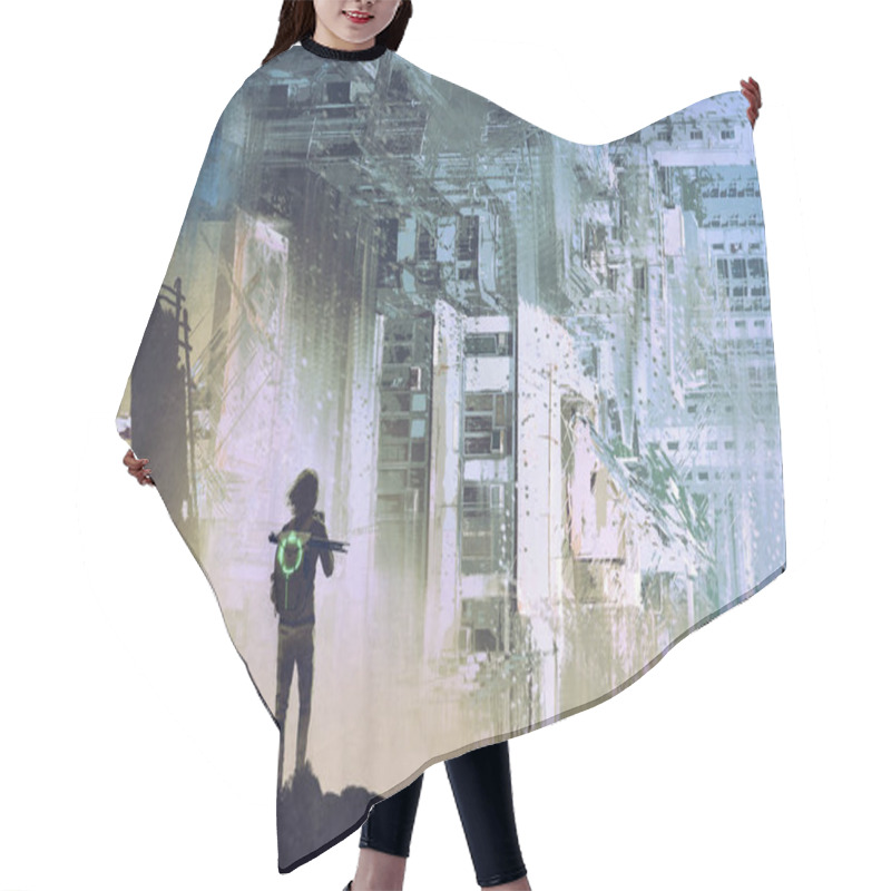 Personality  The Traveler Take Picture Of Abstract City Hair Cutting Cape