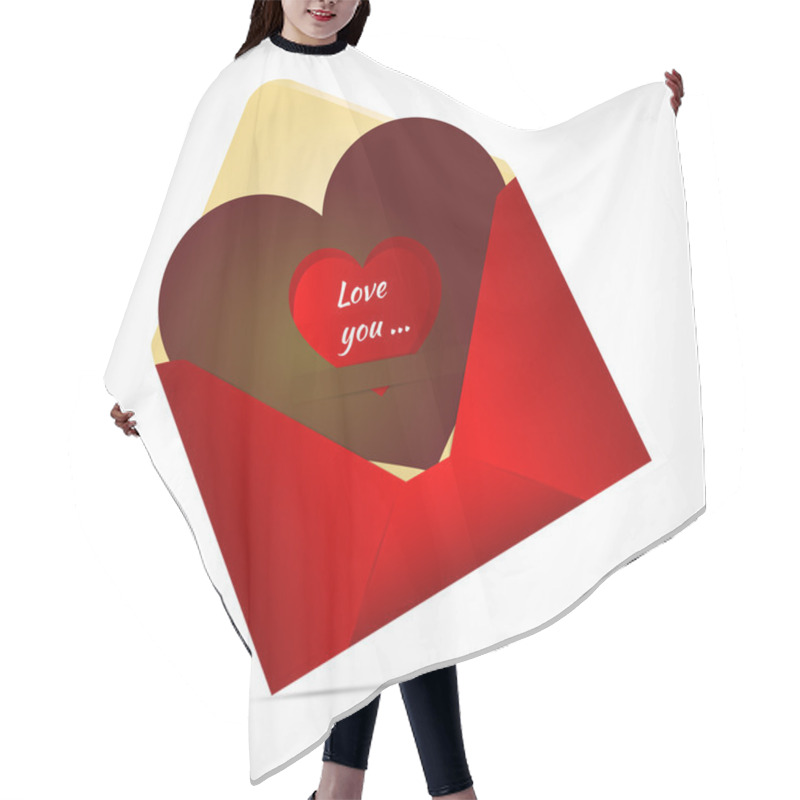 Personality  Open Mail Envelope With Heart. Hair Cutting Cape