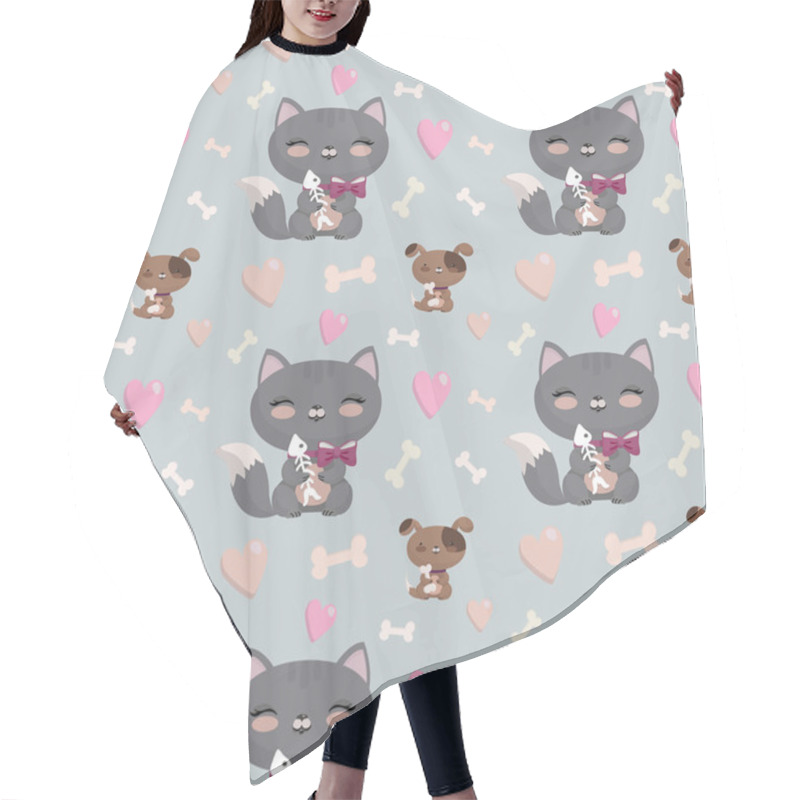 Personality  Seamless Pattern With Cats And Dogs Hair Cutting Cape