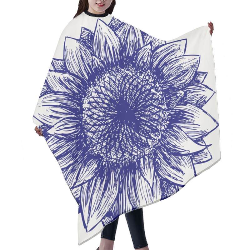 Personality  Sunflower Sketch Hair Cutting Cape