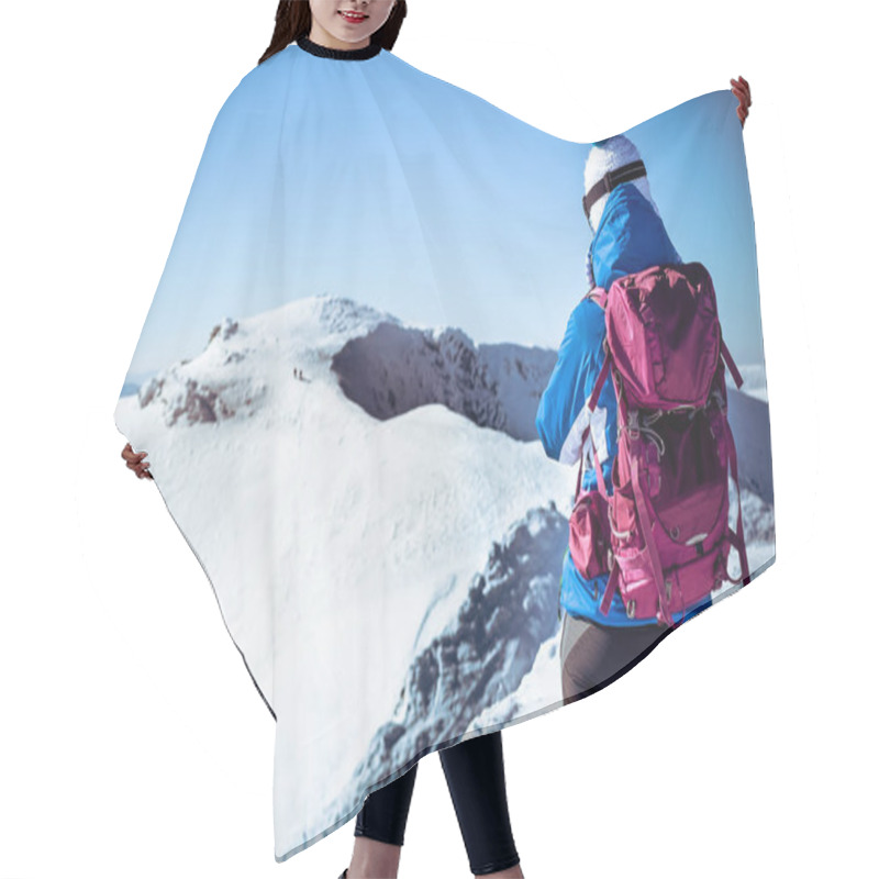 Personality  Young Woman On Mountain Top Hair Cutting Cape