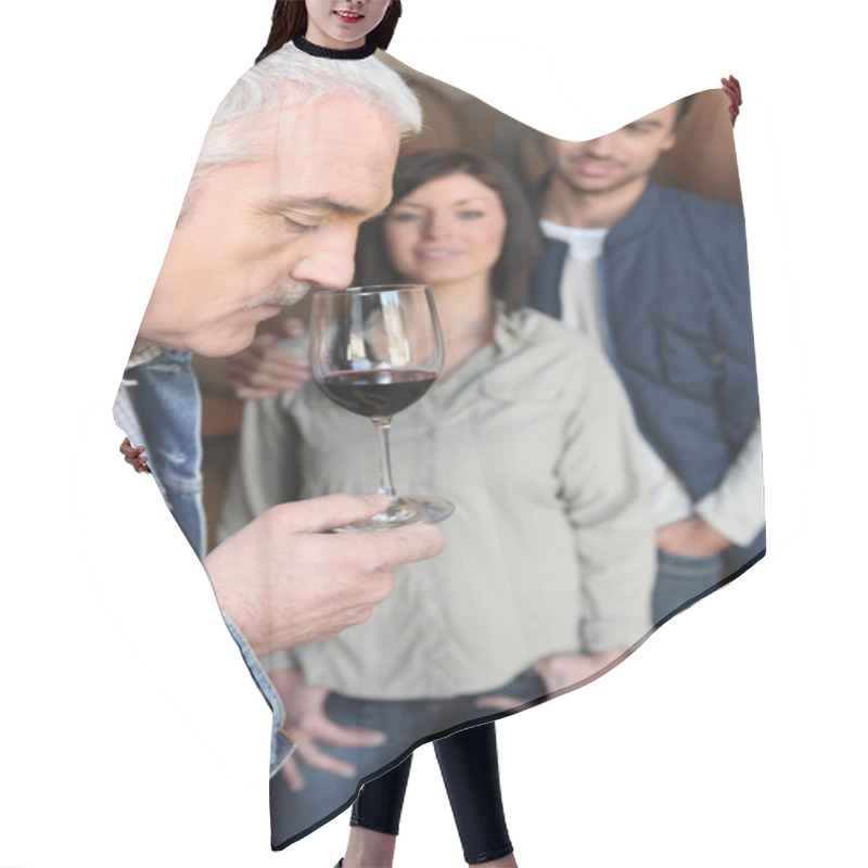 Personality  Man Tasting Wine In Cellar Hair Cutting Cape