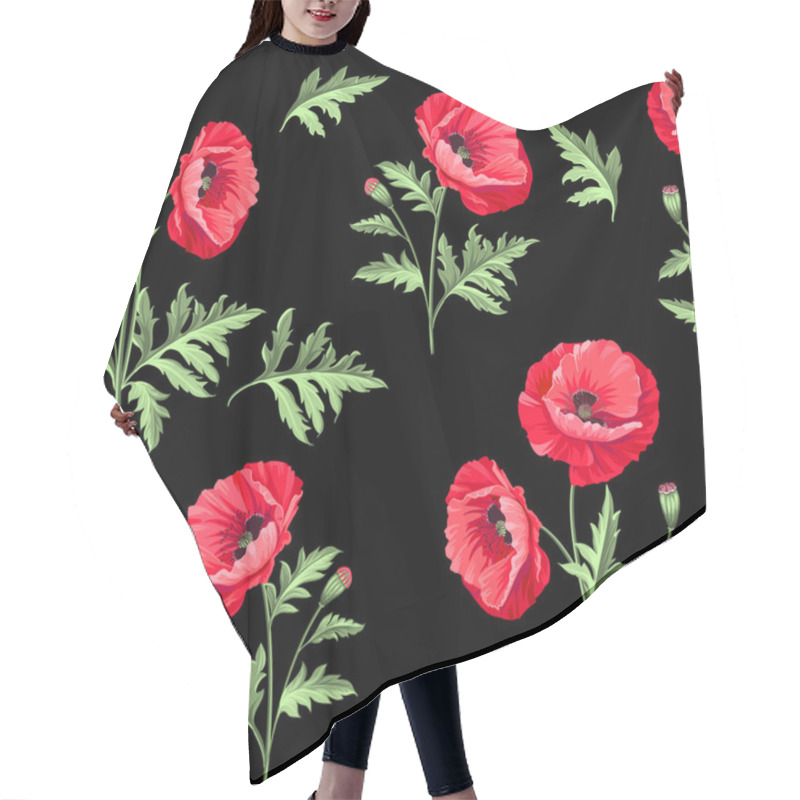 Personality  Pattern Of Poppy Flowers. Hair Cutting Cape