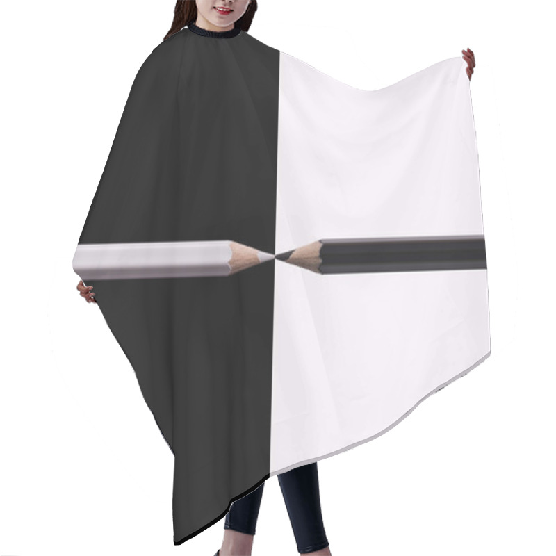 Personality  Composition White And Black Pencils. Hair Cutting Cape