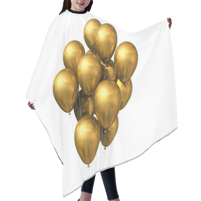 Personality  Gold Balloons Isolated On White Hair Cutting Cape