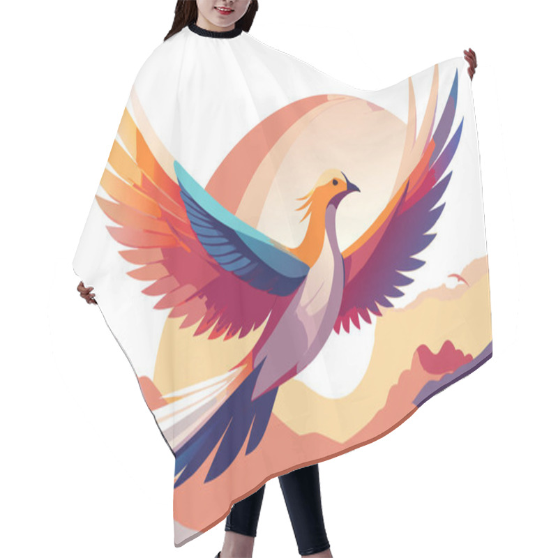 Personality  Stylized Flying Bird Illustration Highlighting Freedom And Grace Hair Cutting Cape