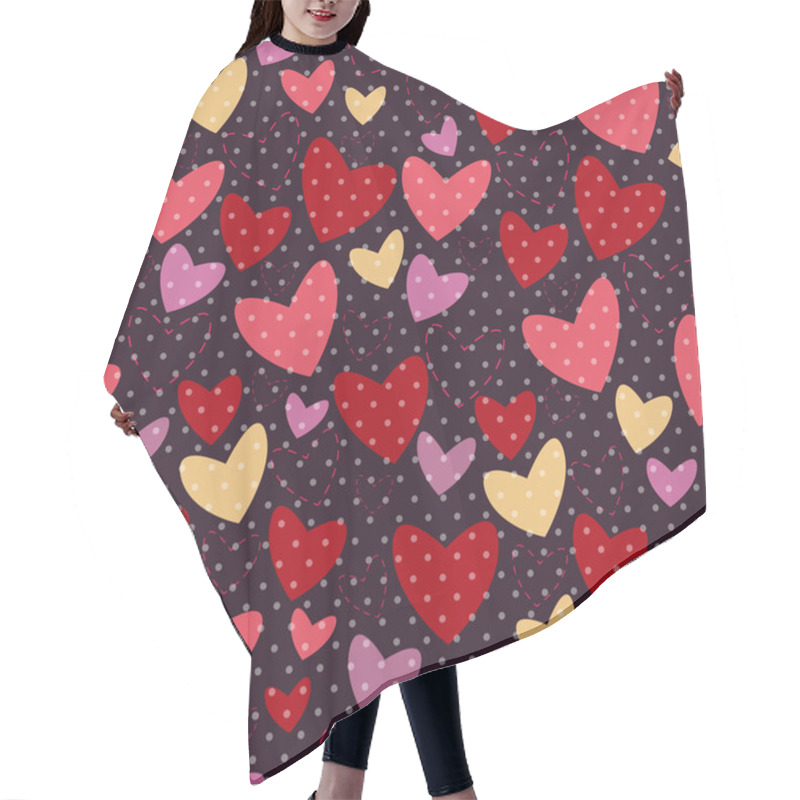 Personality  Blue Background With Heart And Point Hair Cutting Cape