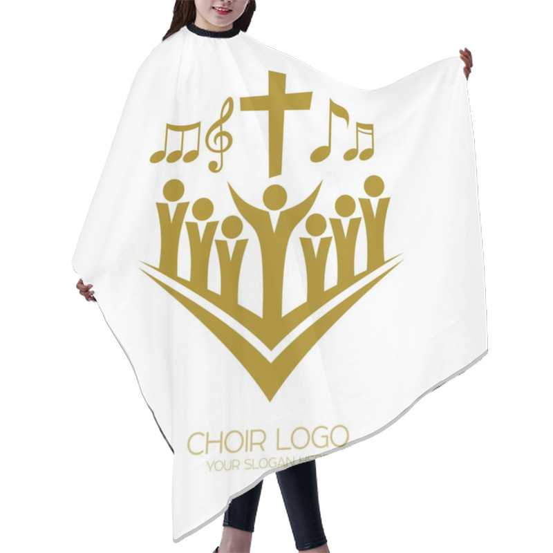 Personality  Music Logo. Christian Symbols. Believers In Jesus Sing A Song Of Glorification To The Lord Hair Cutting Cape