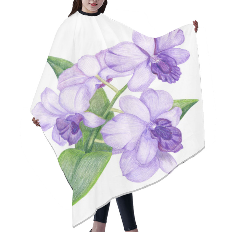 Personality  Hand-drawn Lilac Orchid Branch Hair Cutting Cape