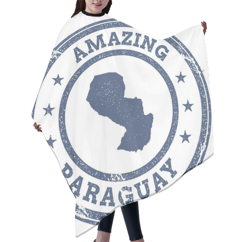 Personality  Vintage Amazing Paraguay Travel Stamp With Map Outline Paraguay Travel Grunge Round Sticker Hair Cutting Cape