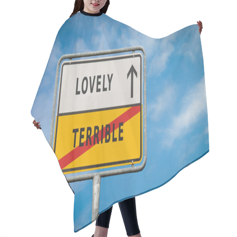 Personality  Street Sign The Direction Way To Lovely Versus Terrible Hair Cutting Cape