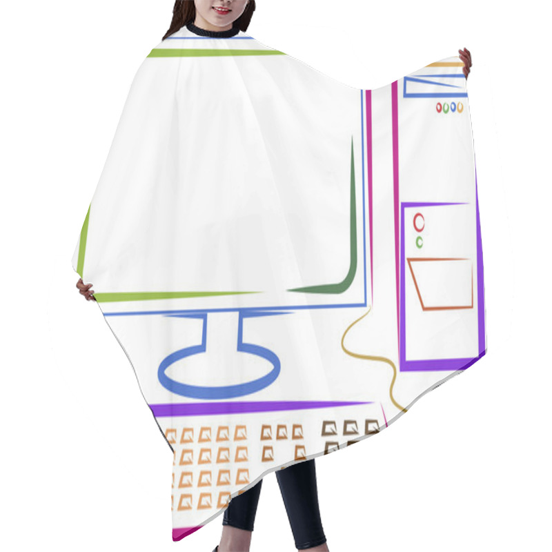 Personality  Computer Logo Hair Cutting Cape