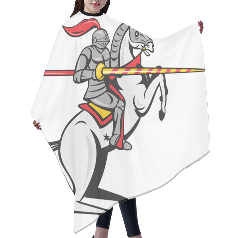 Personality  Knight Lance Steed Prancing Isolated Cartoon Hair Cutting Cape