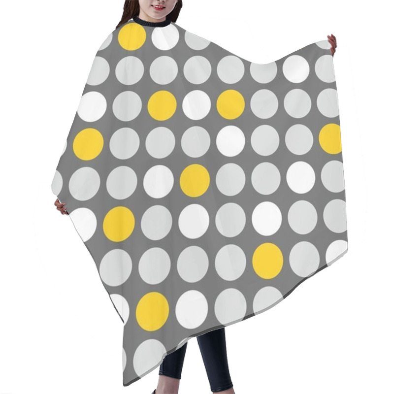 Personality  Tile Vector Pattern With Grey, White And Yellow Polka Dots On Grey Background Hair Cutting Cape