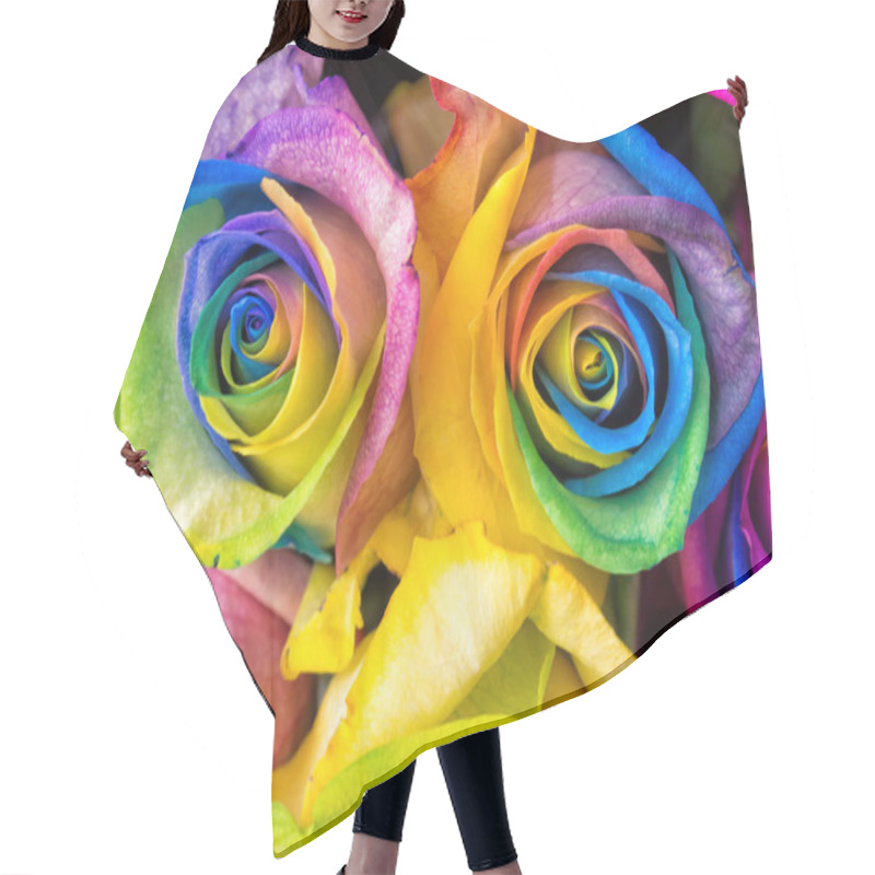 Personality  Rainbow Roses Close-up Hair Cutting Cape