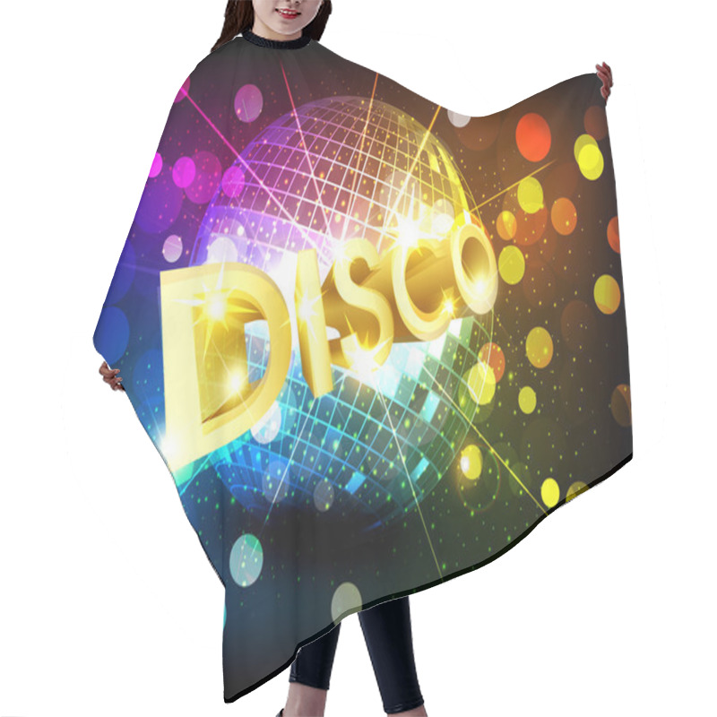 Personality  Vector Disco Background With Disco Ball And Gold Lettering Hair Cutting Cape