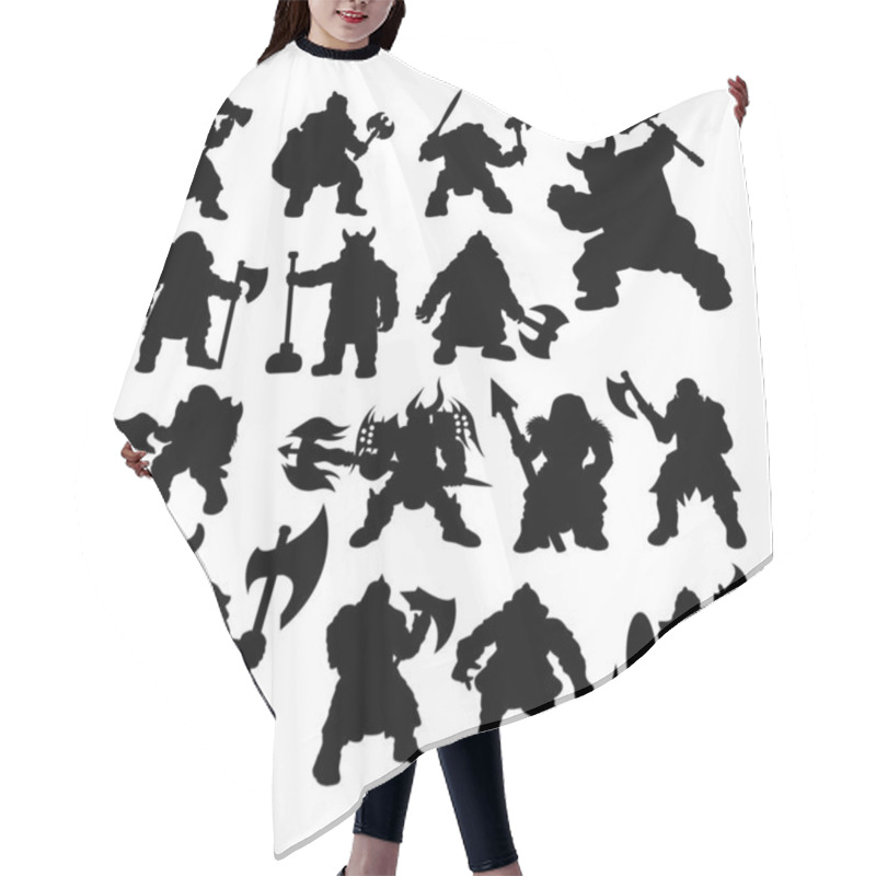 Personality  Dwarf Warrior Silhouettes. Good Use For Symbol, Logo, Web Icon, Mascot, Sign, Or Any Design You Want. Hair Cutting Cape