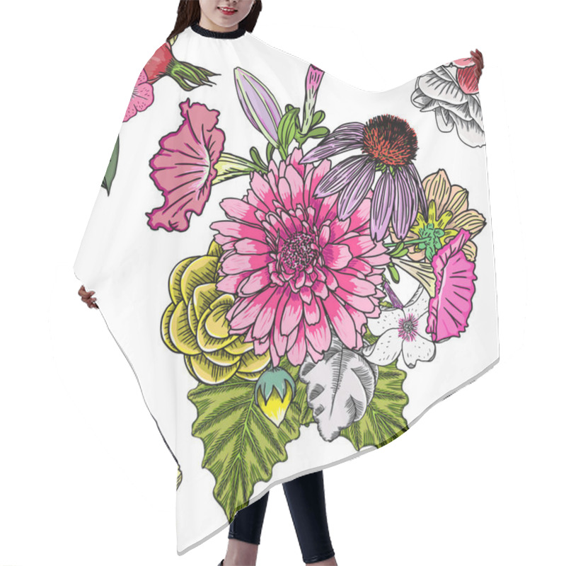 Personality  Seamless Pattern With Flowers Hair Cutting Cape