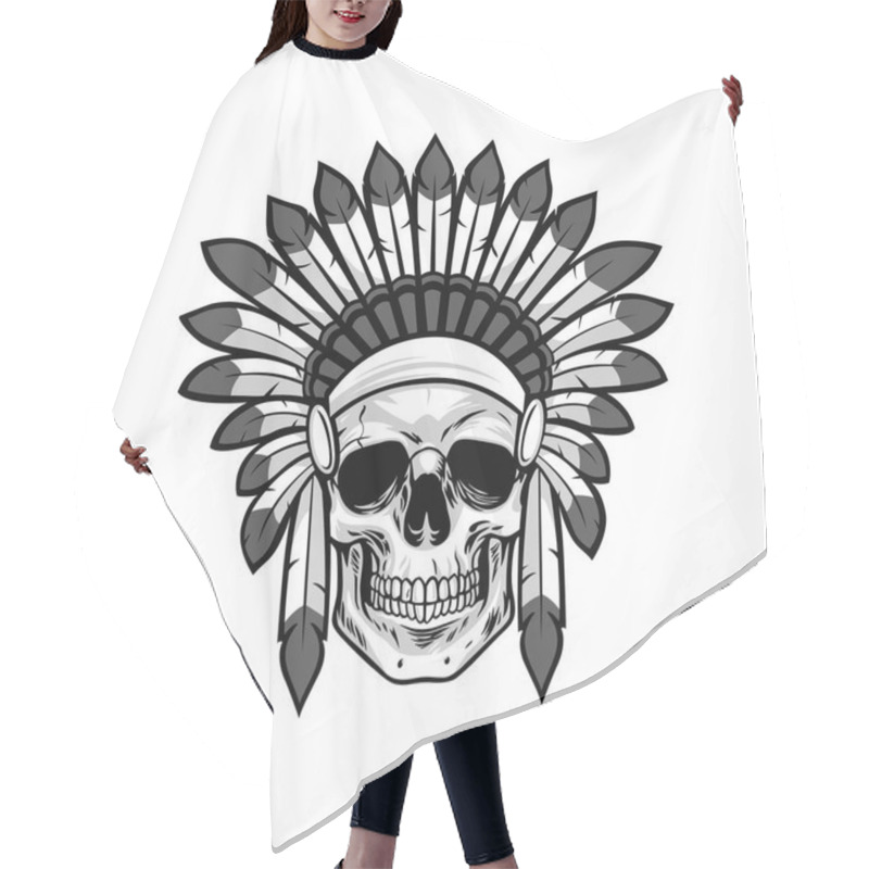 Personality  Skull Of Native American Warrior. Vector Illustration Hair Cutting Cape