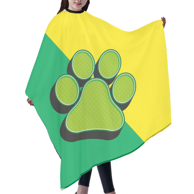 Personality  Animal Paw Print Green And Yellow Modern 3d Vector Icon Logo Hair Cutting Cape