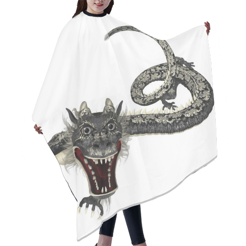 Personality  Black Eastern Dragon Hair Cutting Cape