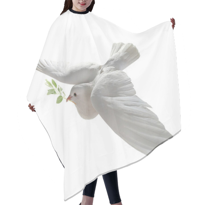 Personality  White Dove Flying With Green Branch Hair Cutting Cape