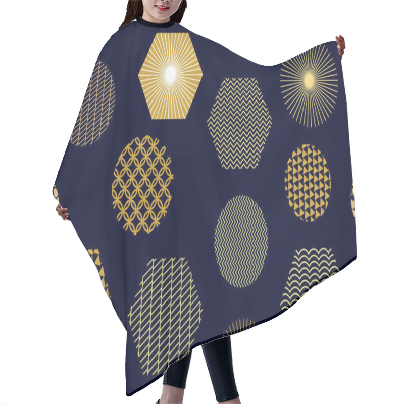 Personality  Japanese Golden Print With Hexagons. Hair Cutting Cape