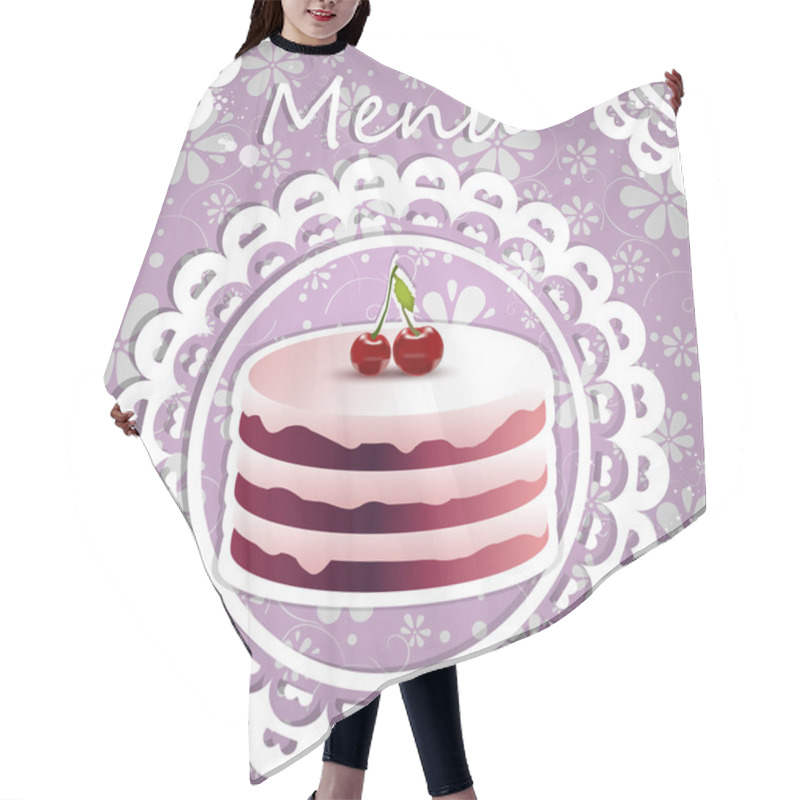 Personality  Yummy Cherry Cake. Vector Hair Cutting Cape