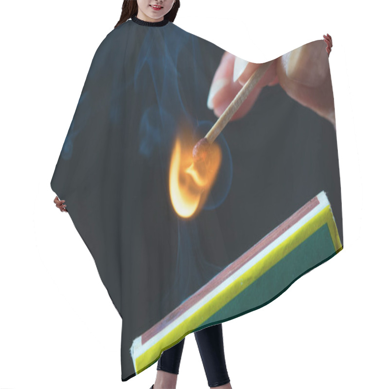 Personality  Woman Striking A Match Hair Cutting Cape