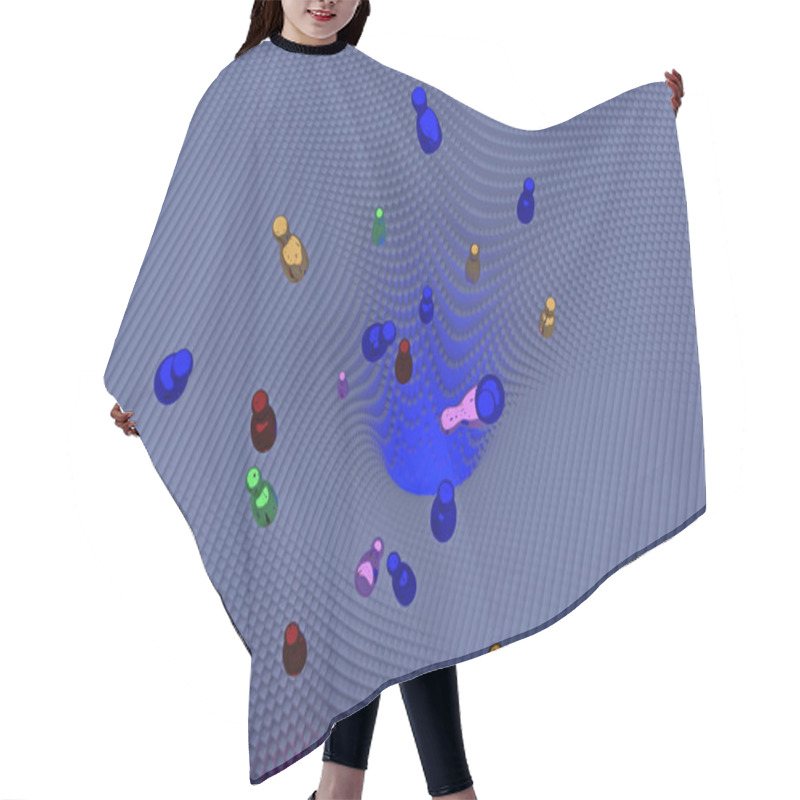 Personality  3d Illustration Of Free Falling, Glossy Figures (rotating Bodies) Over A Funnel-shaped Landscape Consisting Of Hundreds Of Cuboids With A Square Base Hair Cutting Cape